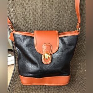 Y & S Black/Tan Leather Shoulder Bag